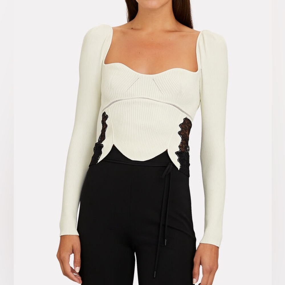 COPY - SELF-PORTRAIT
Lace-Trimmed Rib Knit Top